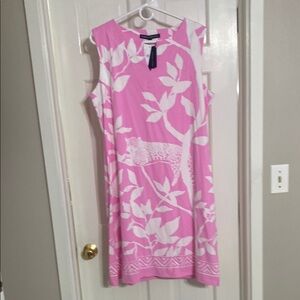 Pink and White Barbara Erickson Sleeveless Dress Size XL NWT